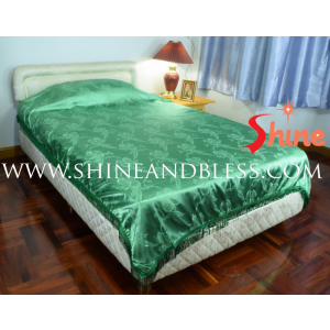 ผ้าแพรคลุมเตียง สีเขียว
